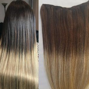 20″ Machine Weft Hair Weave, Sew In,100 grams,100% Human Hair Ext  # T2-18/613